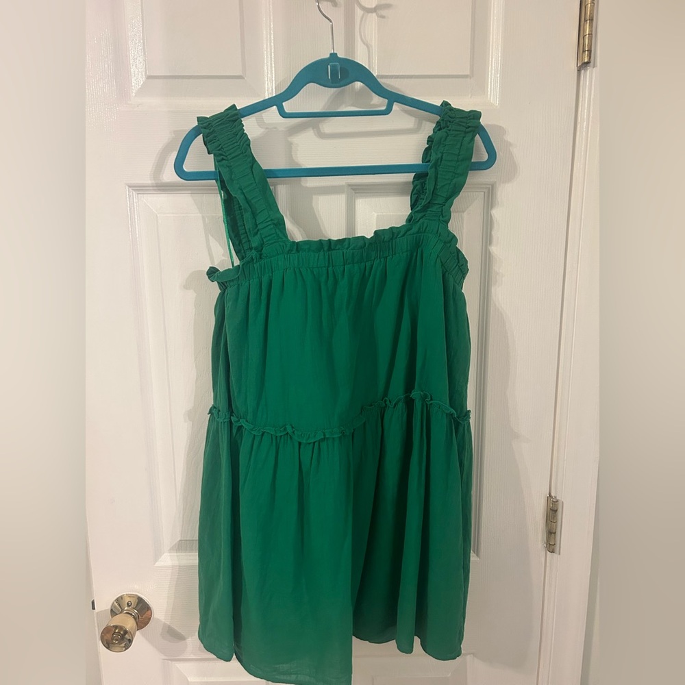 Petal & Pup Green Ruffle Strap Mini Dress
